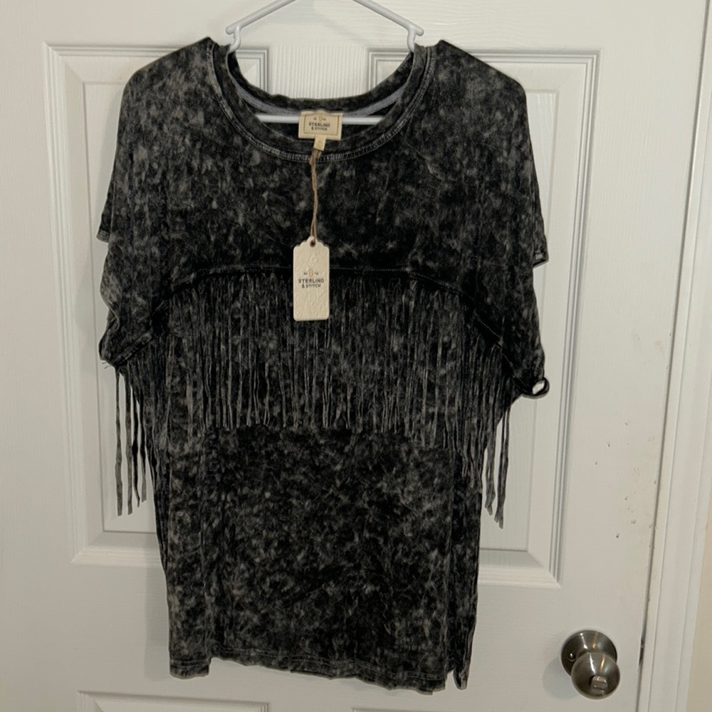 Buckle Black Fringe Blouse